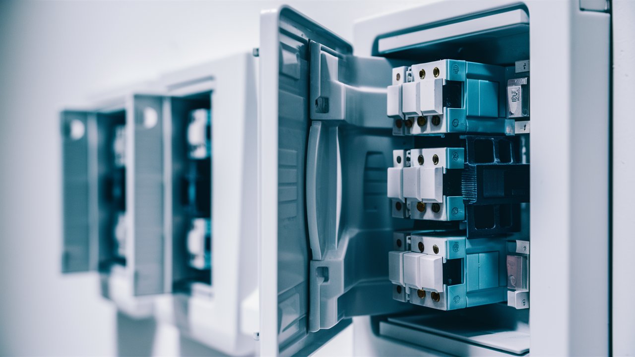 A close-up view of a consumer unit
