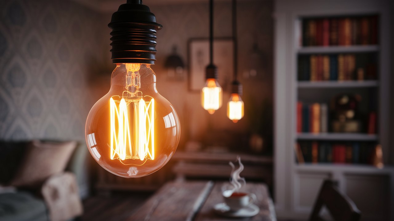 a bright light bulb in a home