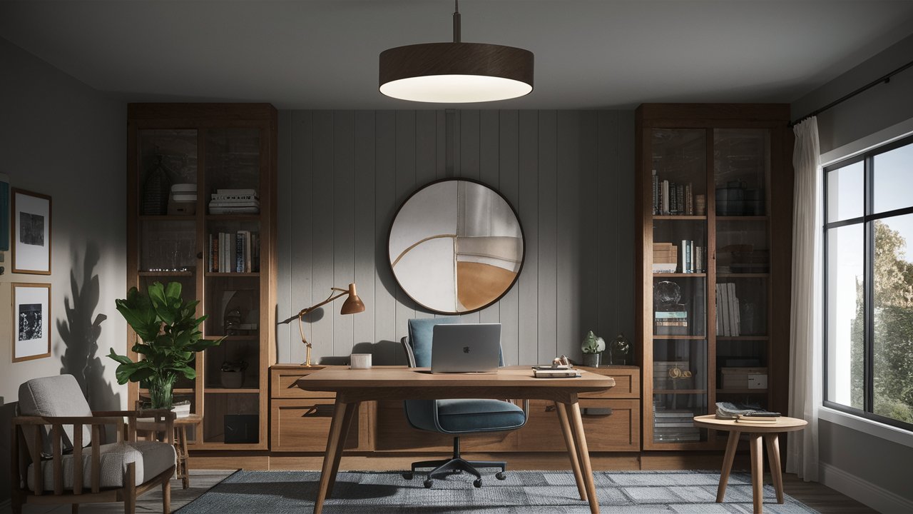 a downlight in a home office