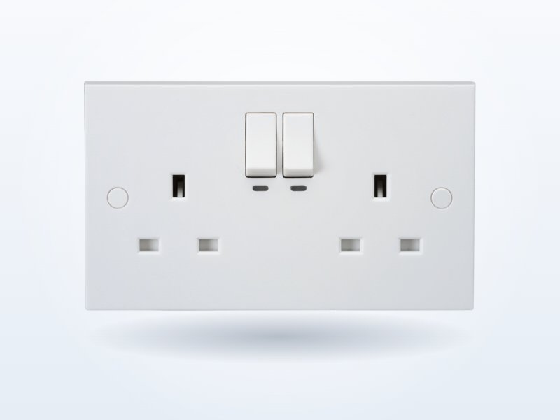 White double switched socket – shop switches and sockets