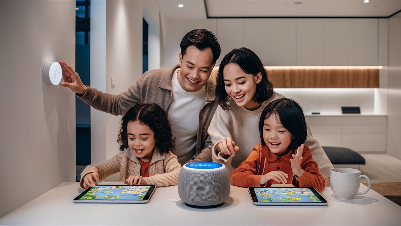 family_using_smart_home_devices